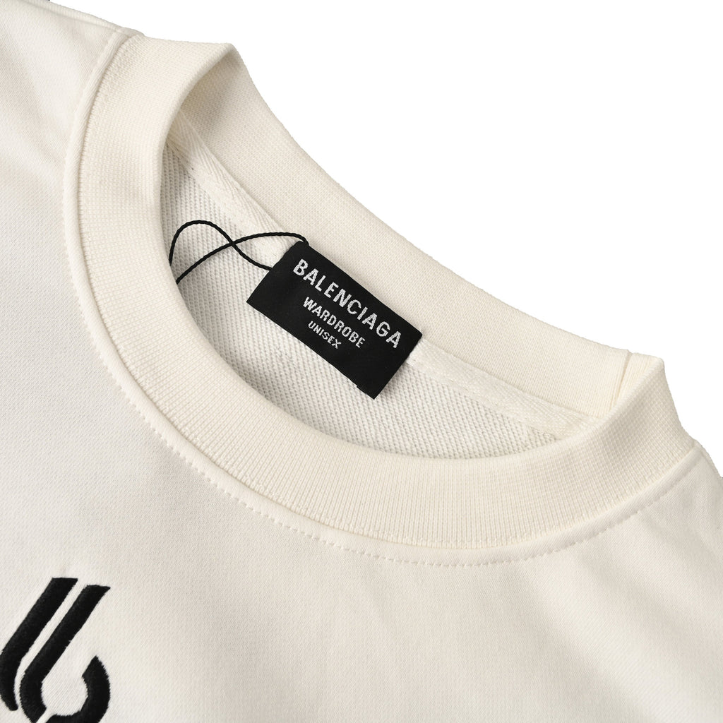 Balenciaga Paris Script Logo Embroidered Cotton Hoodie