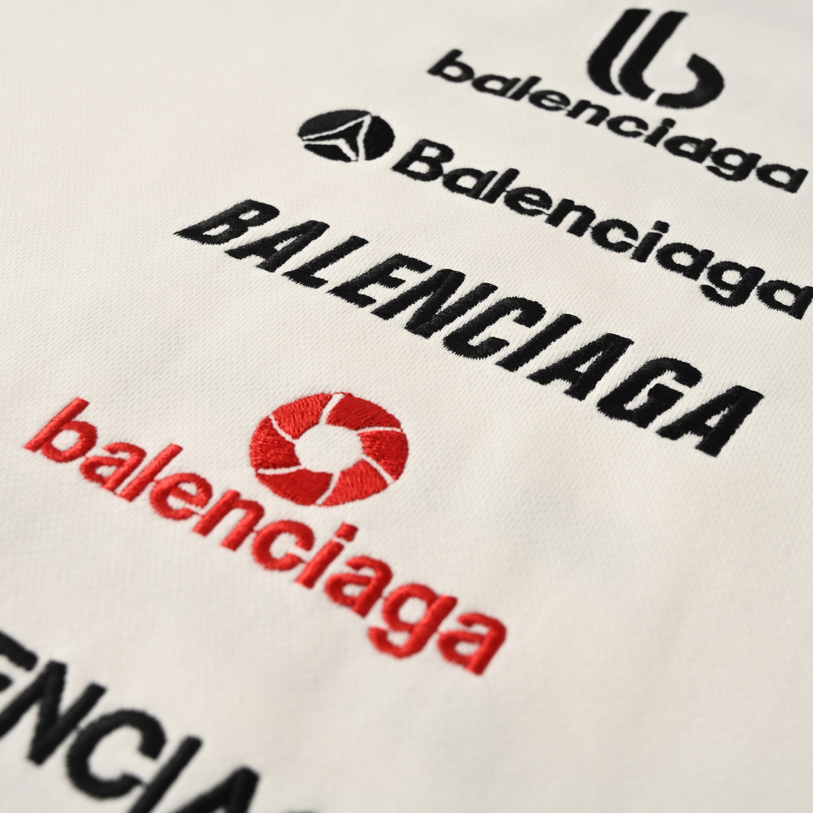 Balenciaga Paris Script Logo Embroidered Cotton Hoodie