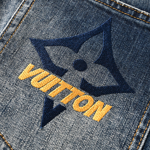Louis Vuitton Logo-Print Denim Jeans